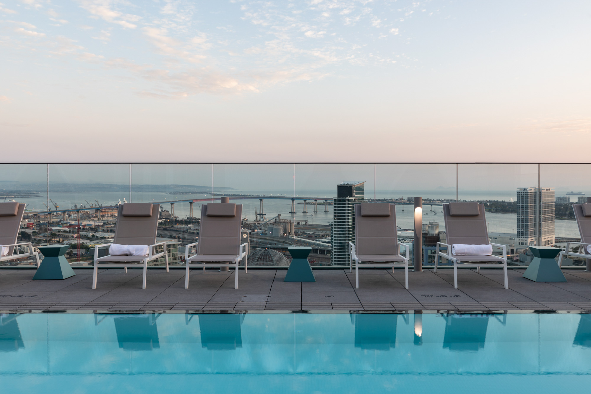 Rooftop pool at The Merian apartments in San Diego, California.