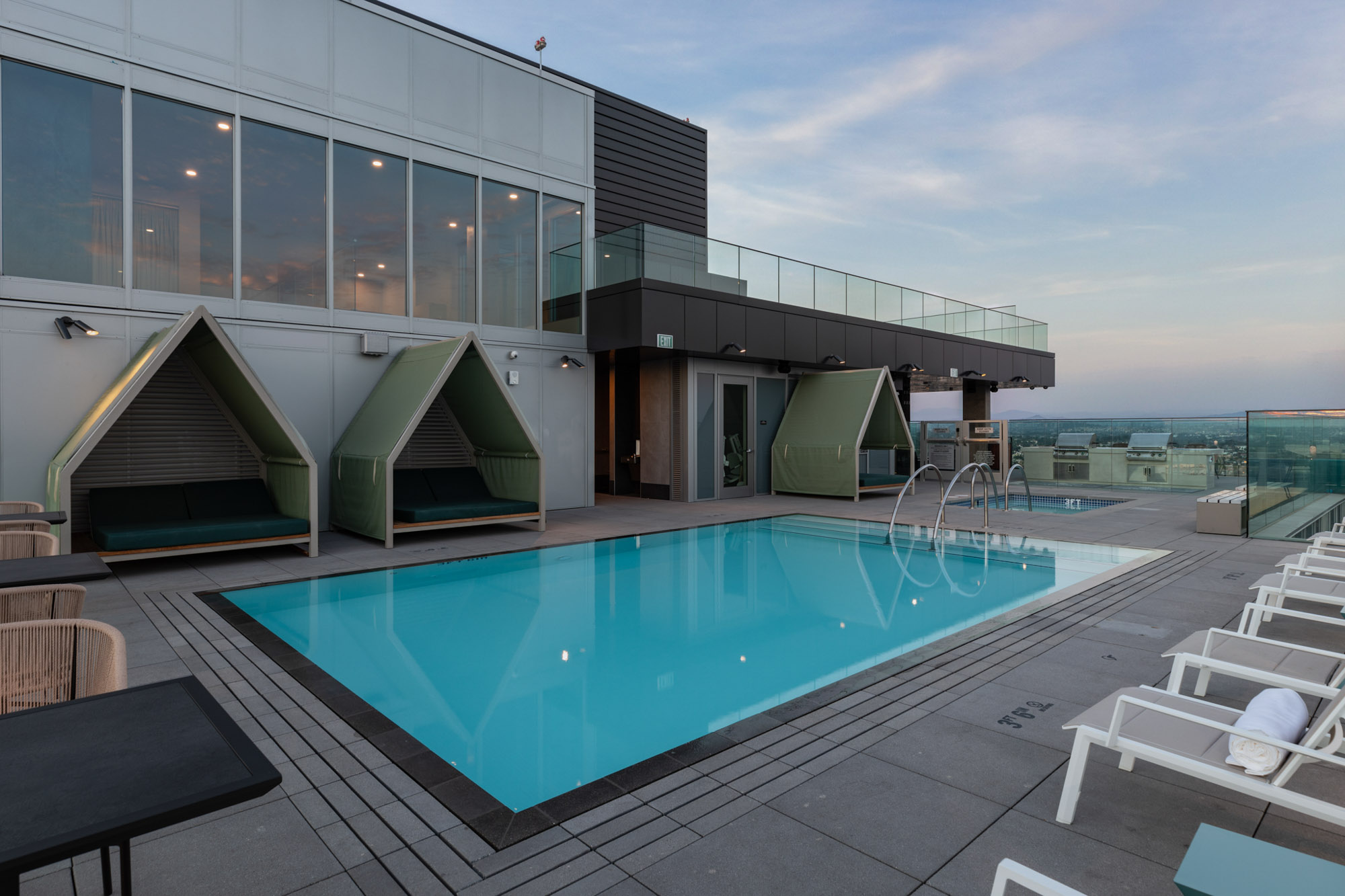 Rooftop pool at The Merian apartments in San Diego, California.