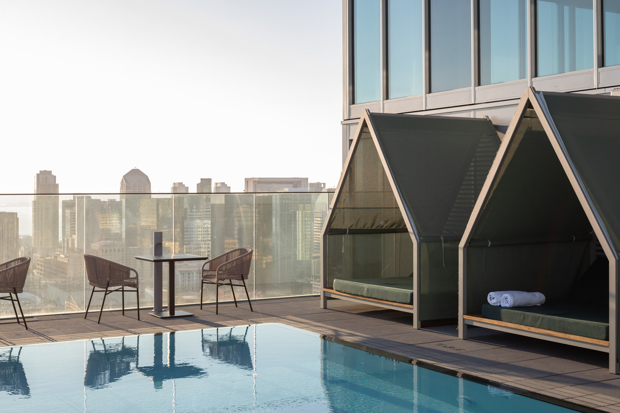 Rooftop pool at The Merian apartments in San Diego, California.