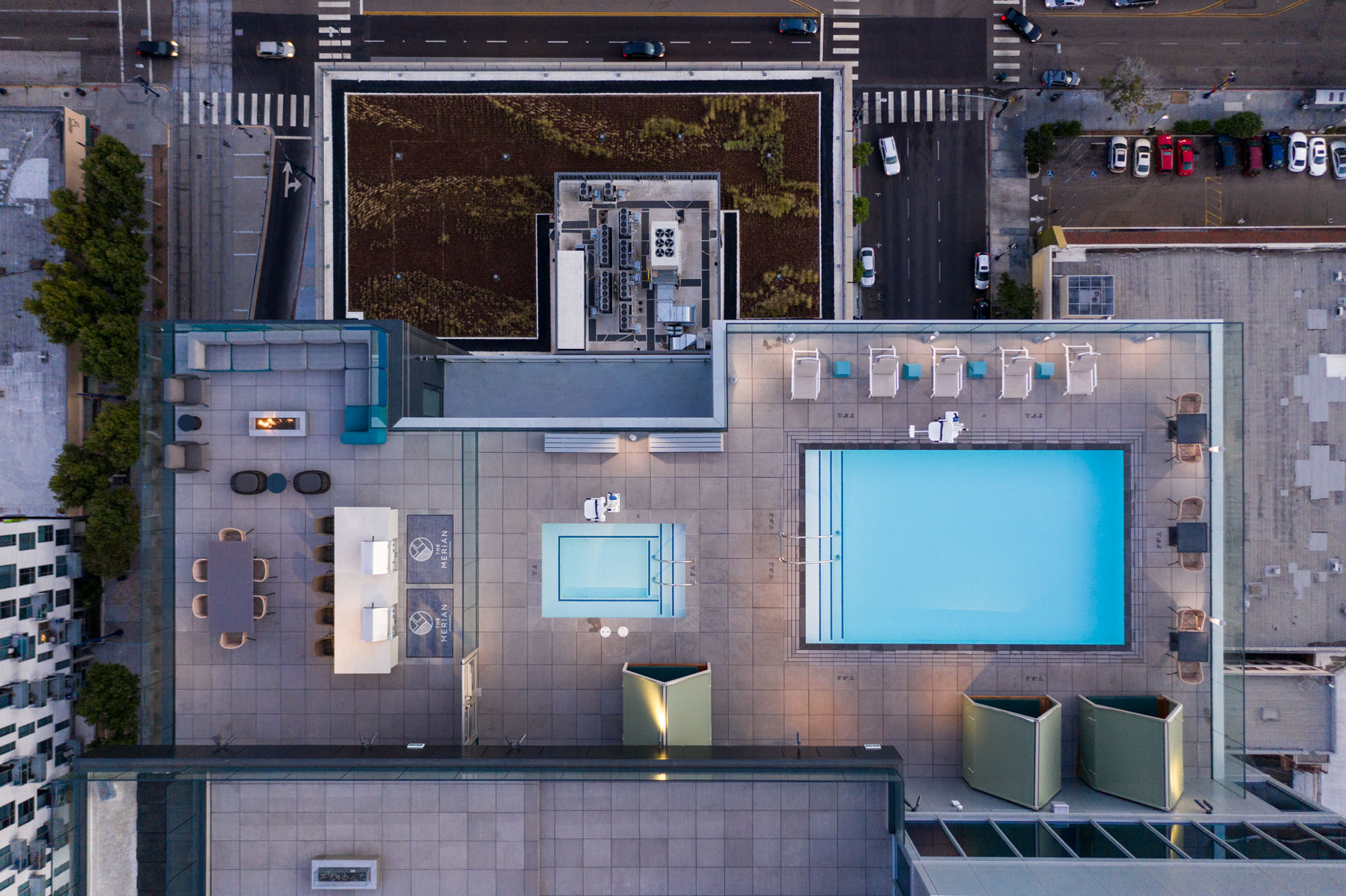 Roof deck at The Merian apartments in San Diego, California.