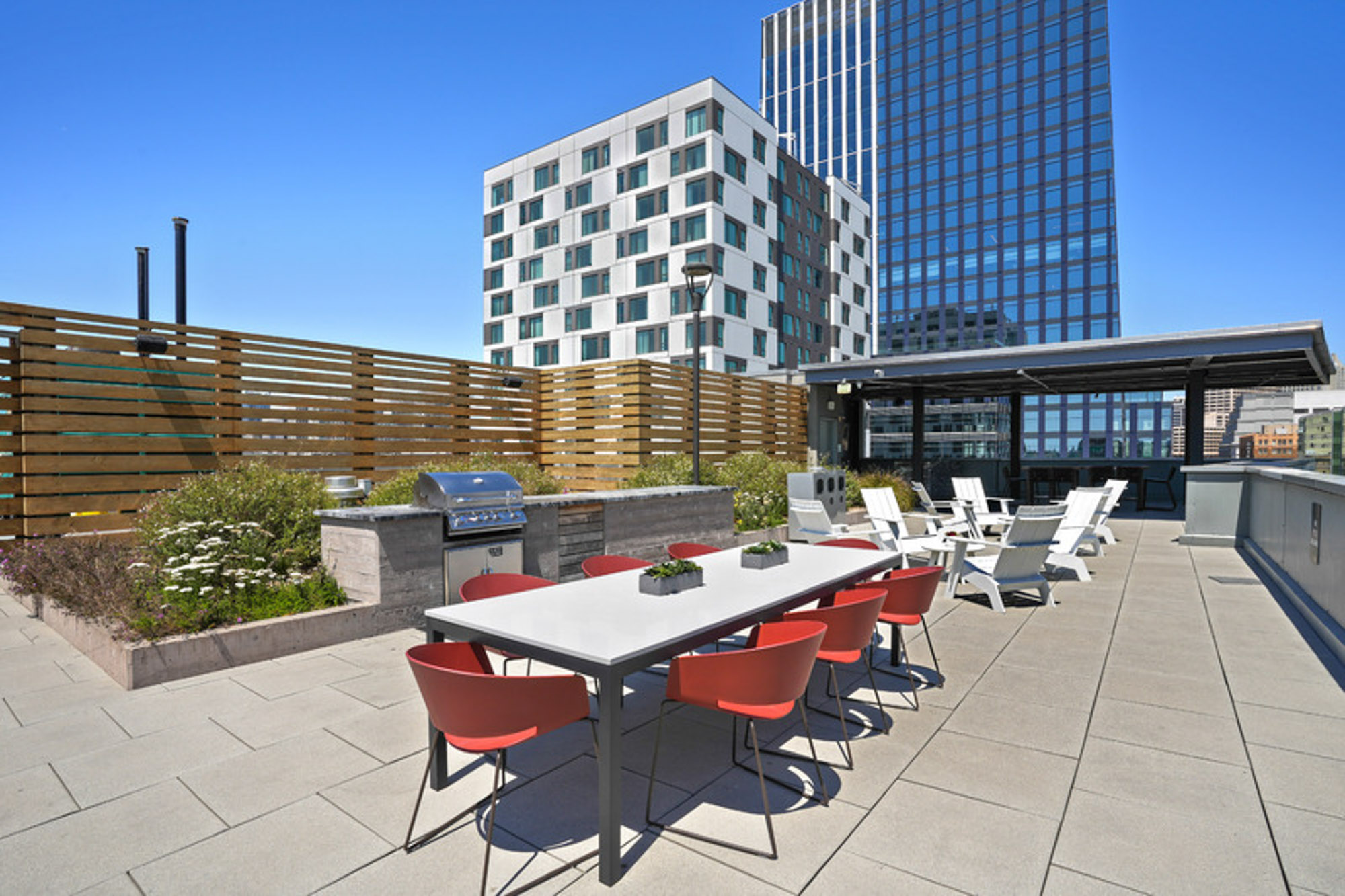 The terrace at Mosso apartments in San Francisco, CA.