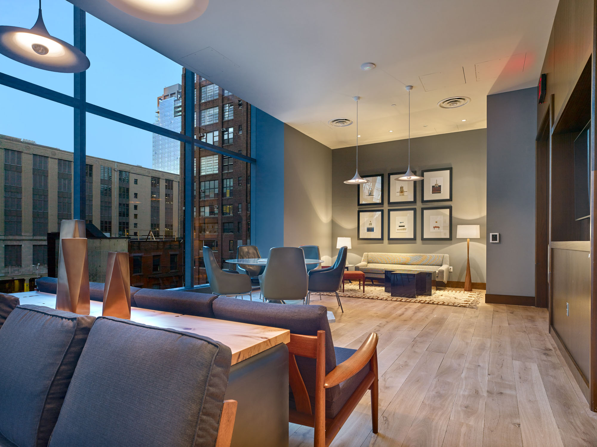 The study lounge in The Eugene apartment in Manhattan, New York.