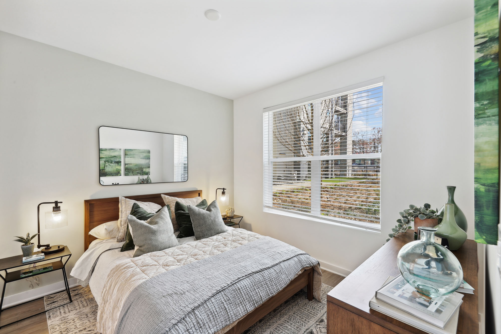 The bedroom in a Tallulah apartment in Atlanta, Georgia.