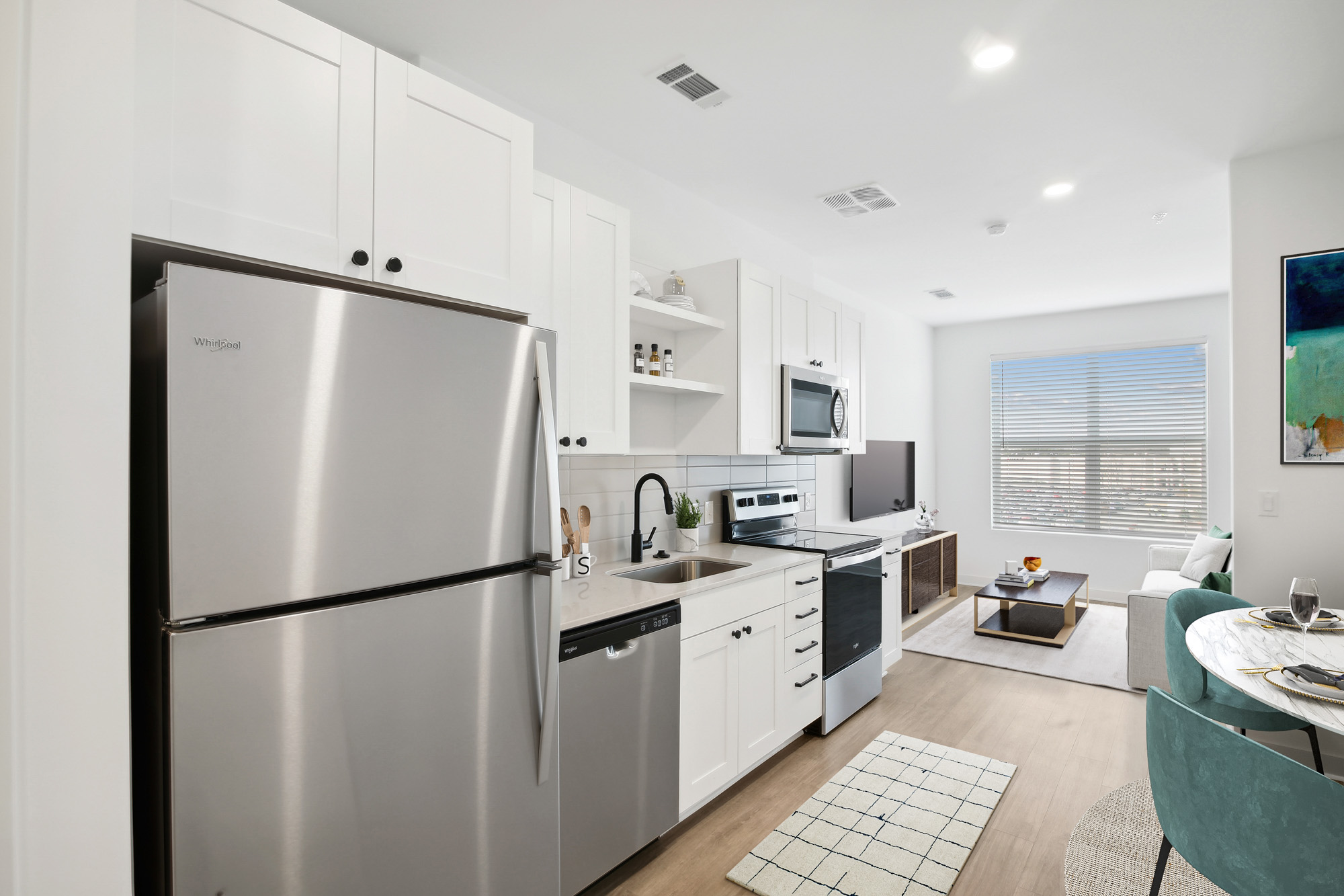 The kitchen in a Tallulah apartment in Atlanta, Georgia.