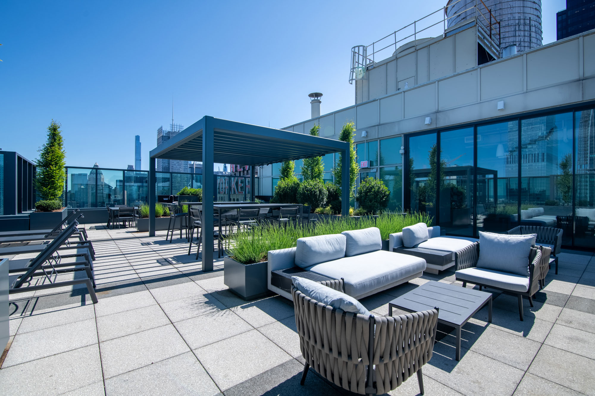 The rooftop terrace at The Olivia in Manhattan, NYC.