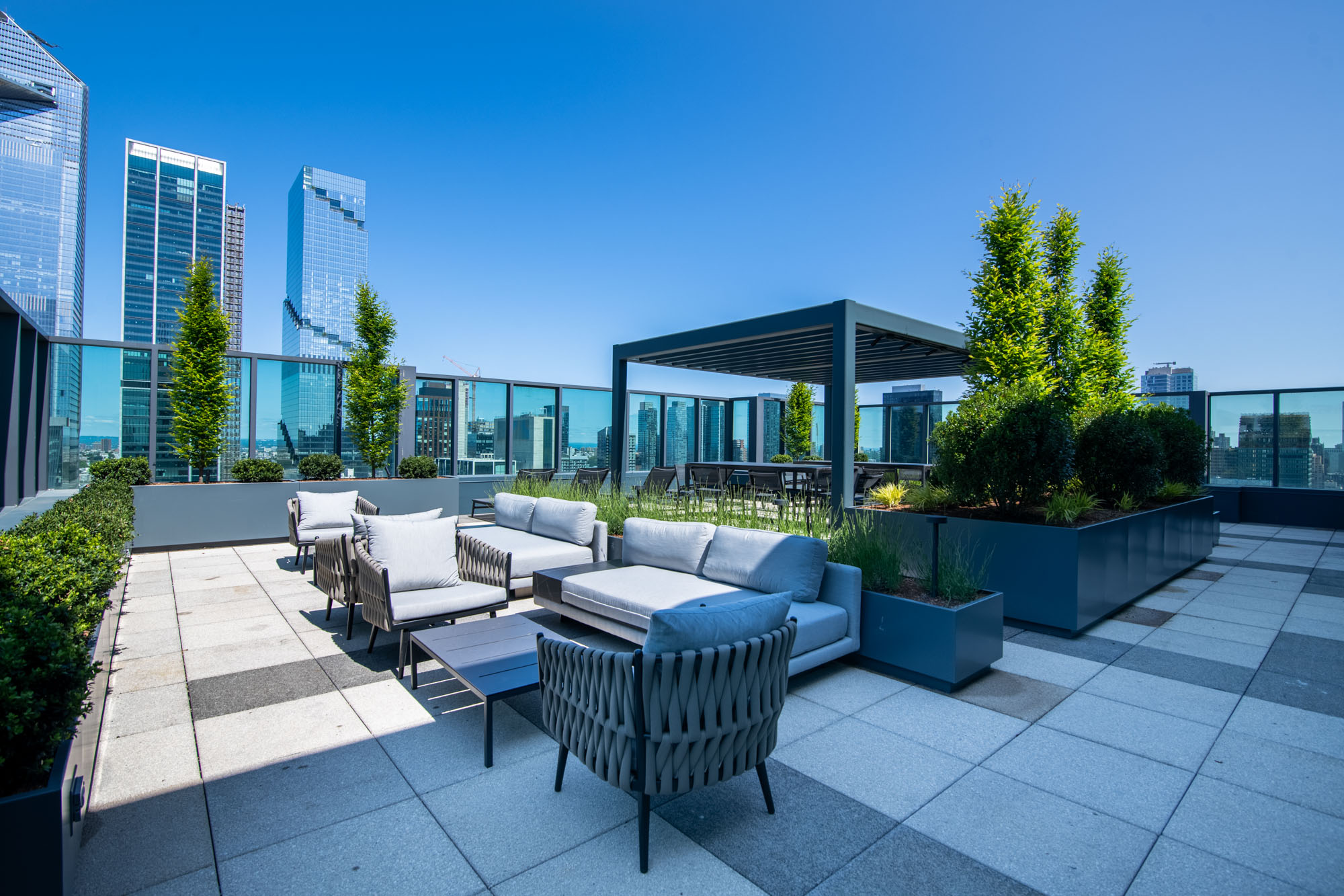 The rooftop terrace at The Olivia in Manhattan, NYC.