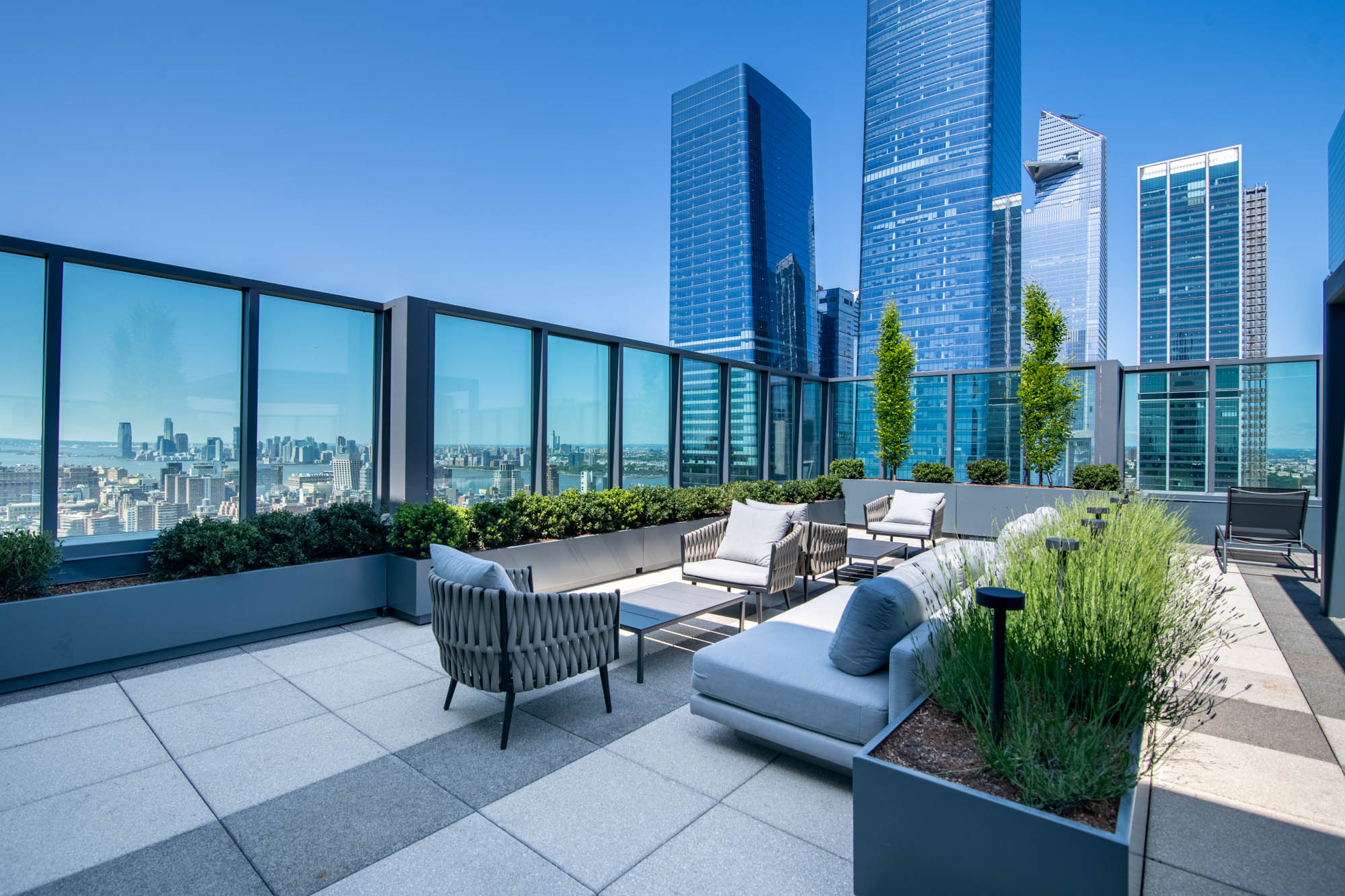 The rooftop terrace at The Olivia in Manhattan, NYC.