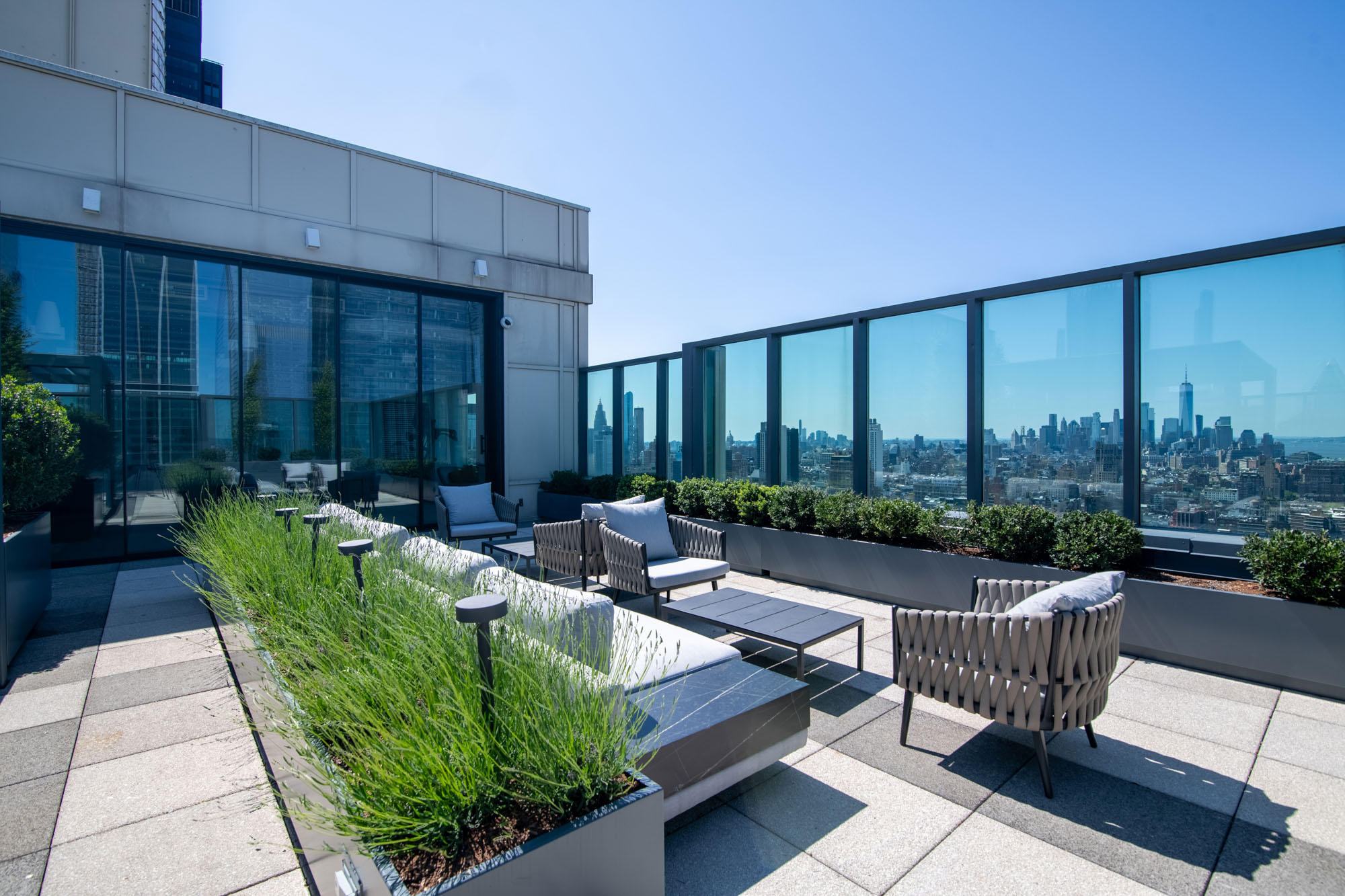 The rooftop terrace at The Olivia in Manhattan, NYC.