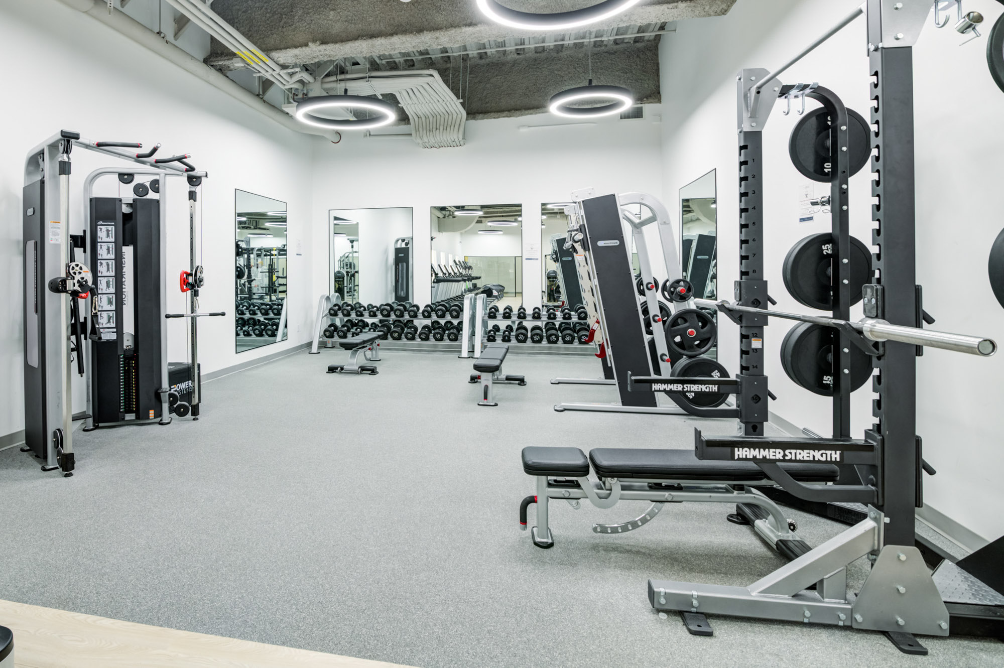 The fitness center at The Olivia in Manhattan, NYC.