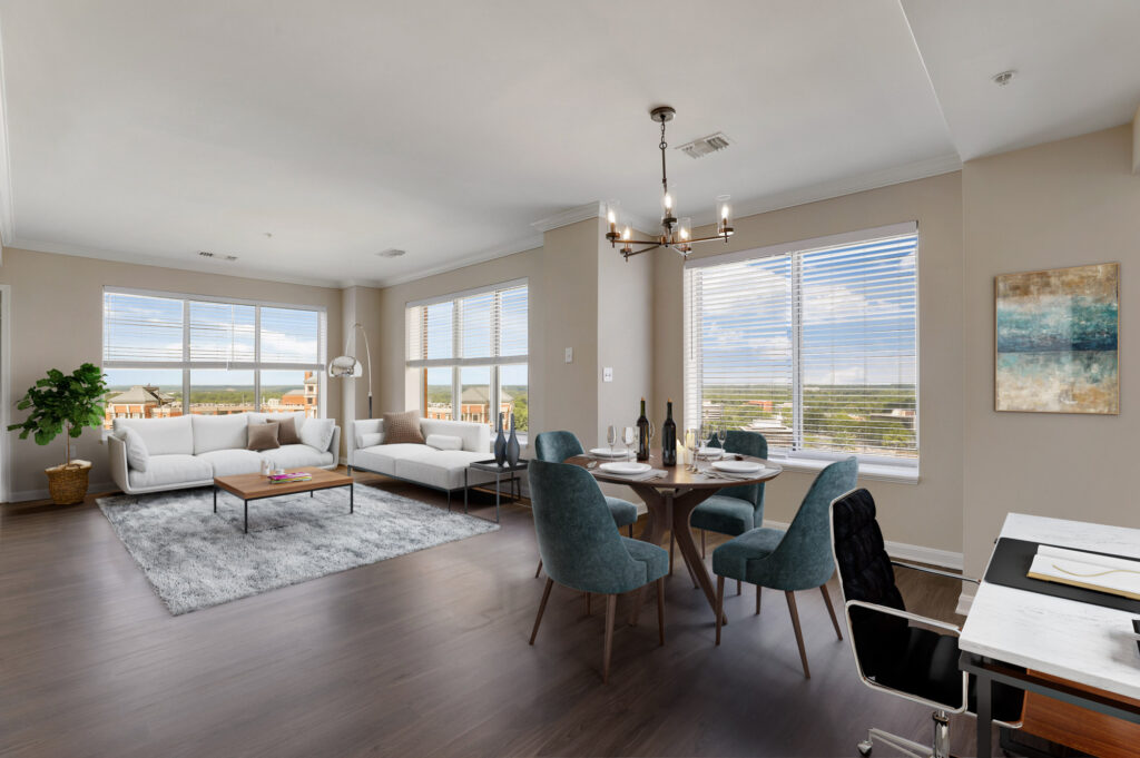 Living area at The Grand apartments in Washington, DC