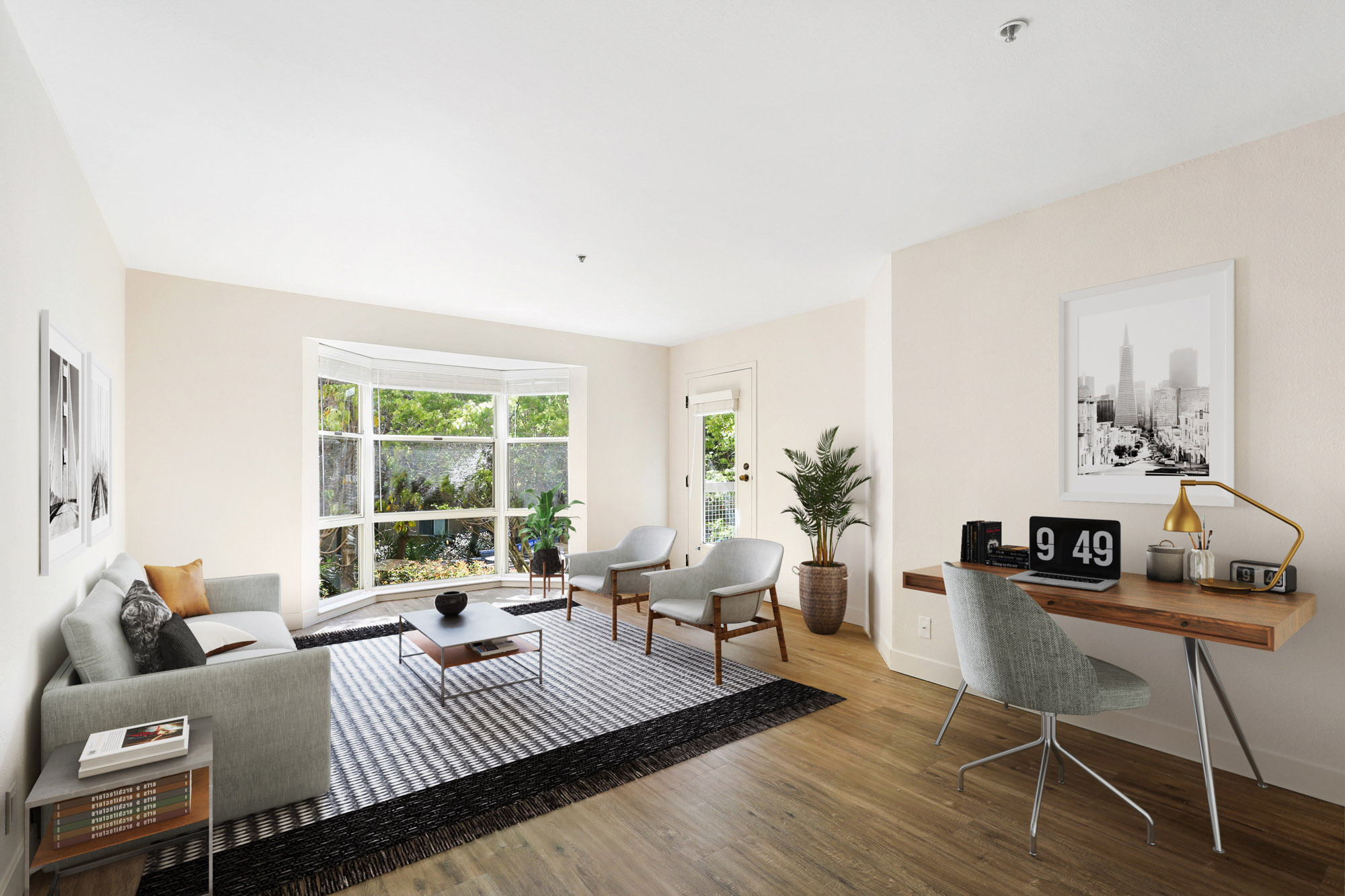 A living area in Bayside Village in San Francisco.