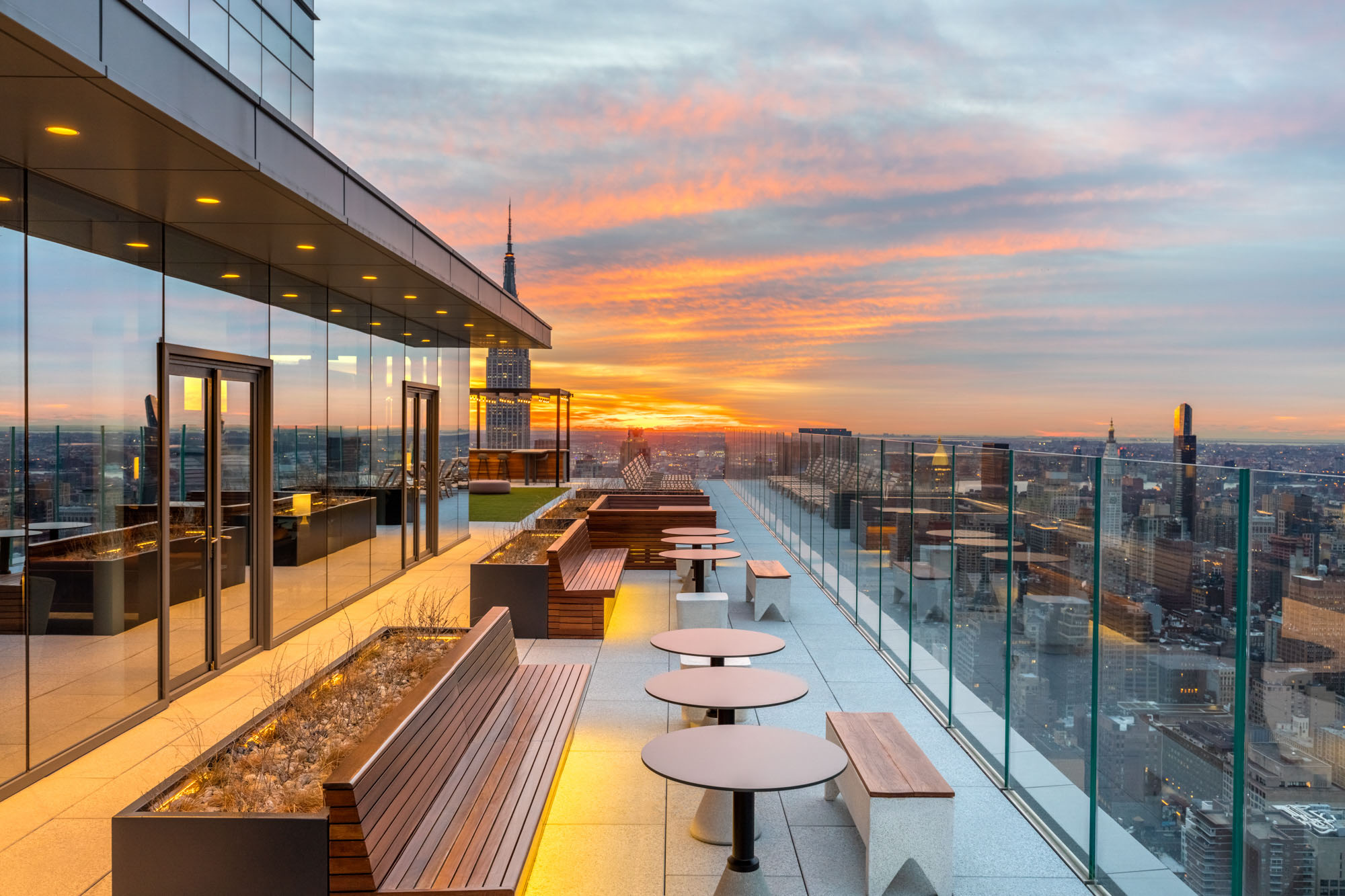 The rooftop terrace in The Eugene apartment in Manhattan, New York.