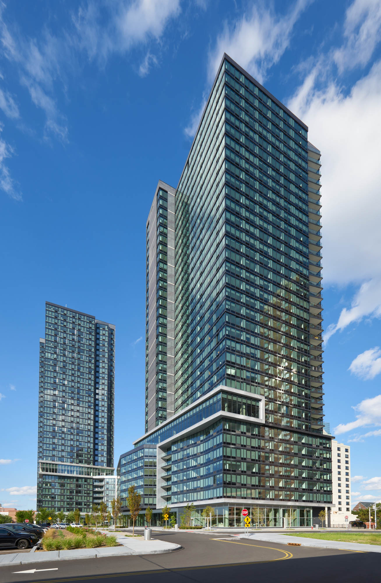 The exterior of VYV apartments in Jersey City, New Jersey.