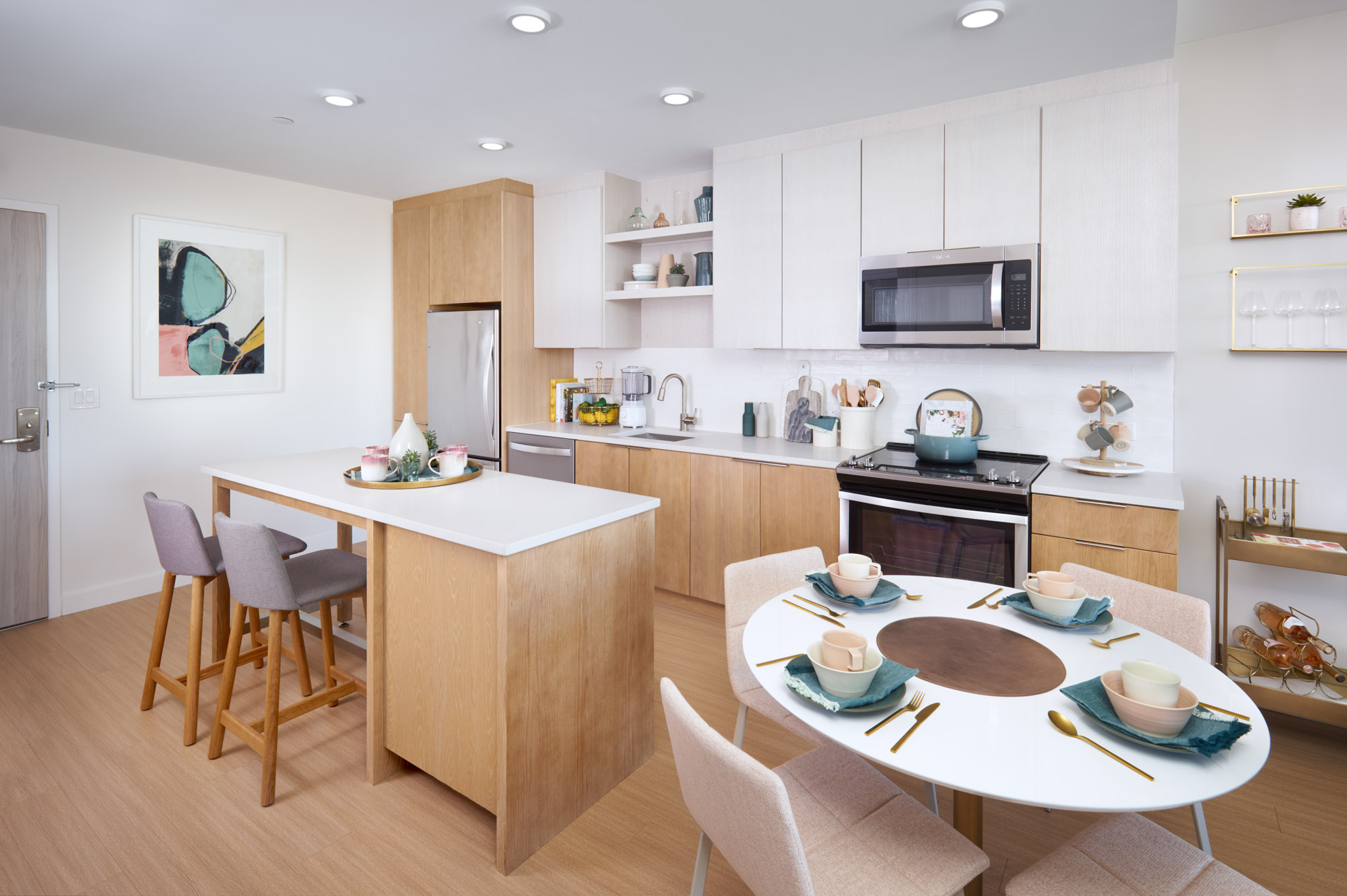 The kitchen in a VYV apartment in Jersey City.