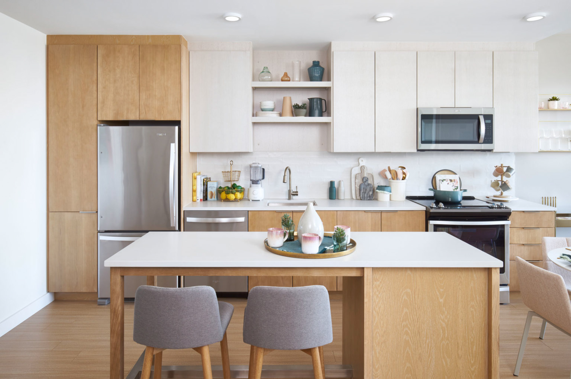 The kitchen in a VYV apartment in Jersey City.