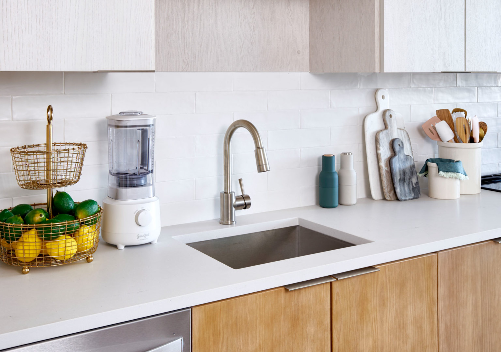 The kitchen in a VYV apartment in Jersey City.