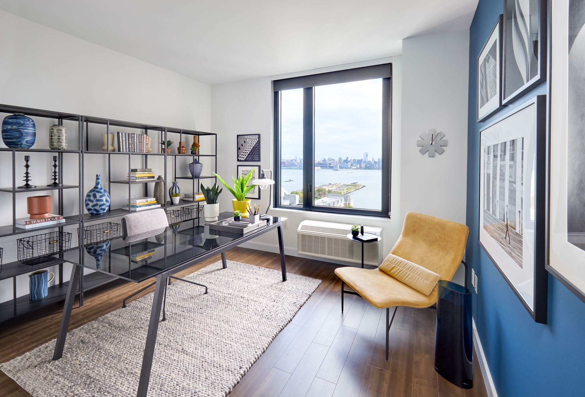 The bedroom in a VYV apartment in Jersey City.