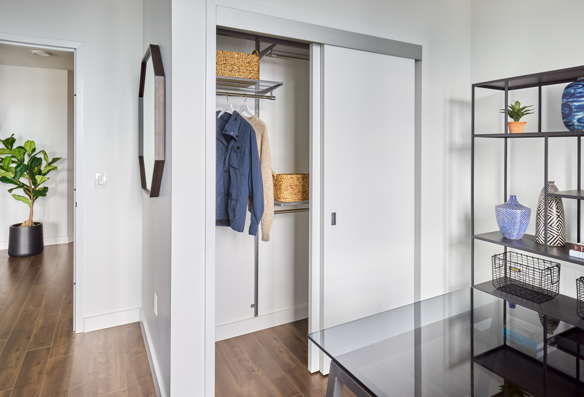 The closet in a VYV apartment in Jersey City.