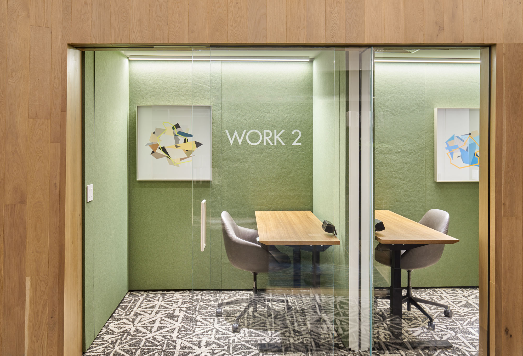 The coworking spaces at VYV apartments in Jersey City, New Jersey.