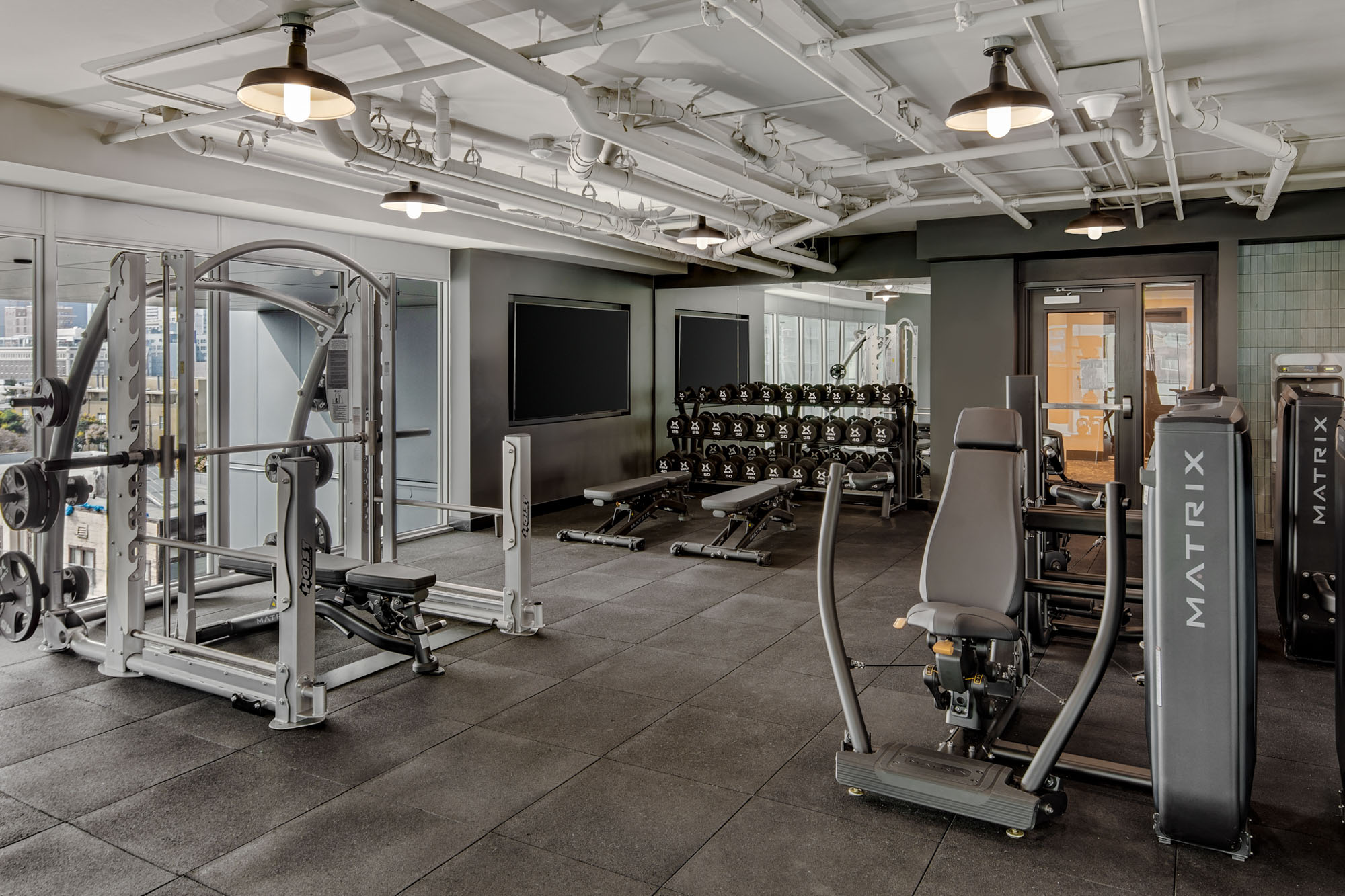 Fitness Studio space at The Merian apartments in San Diego, California.