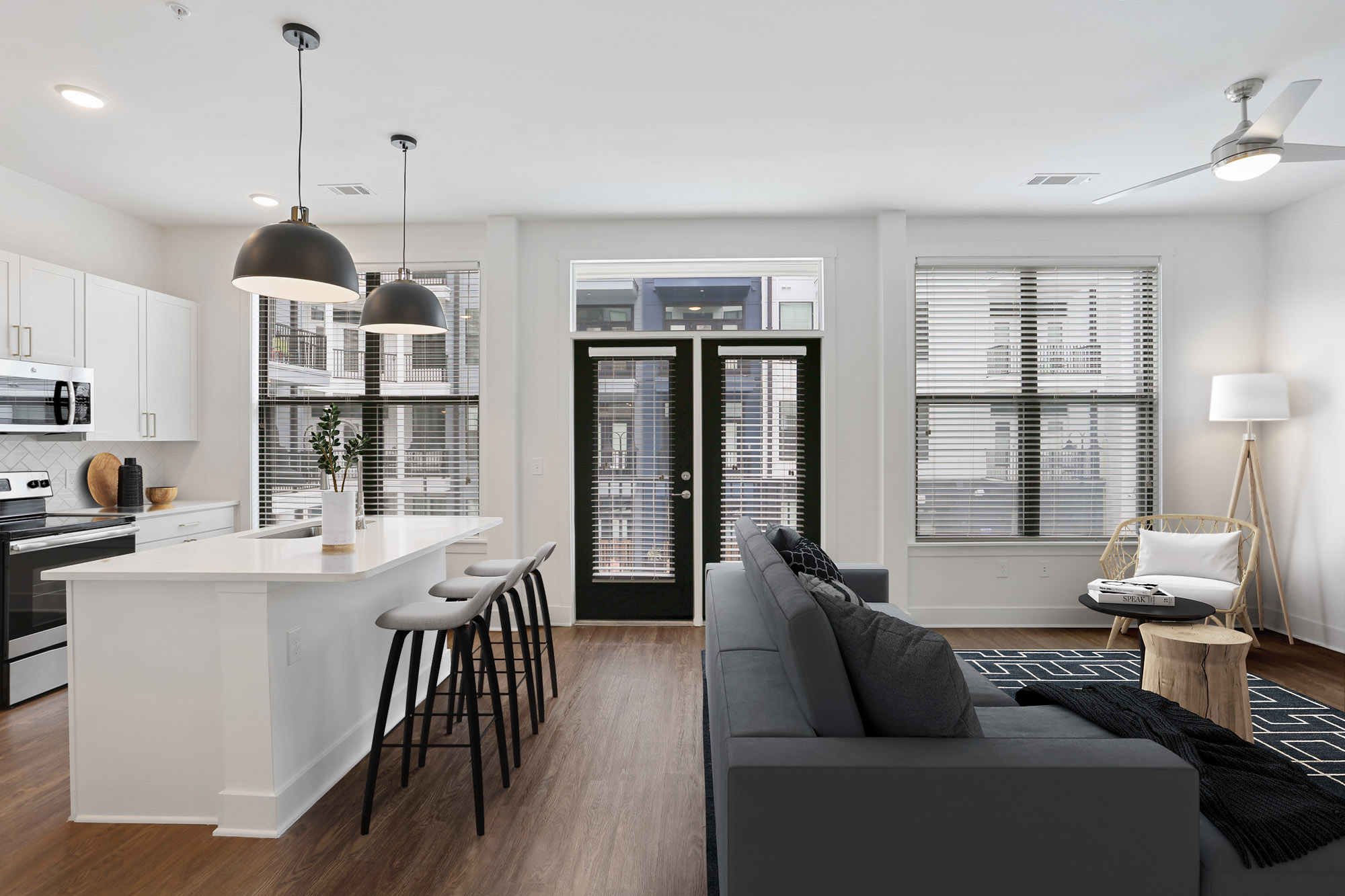 A living area at The Burnham apartments in Nashville, TN.