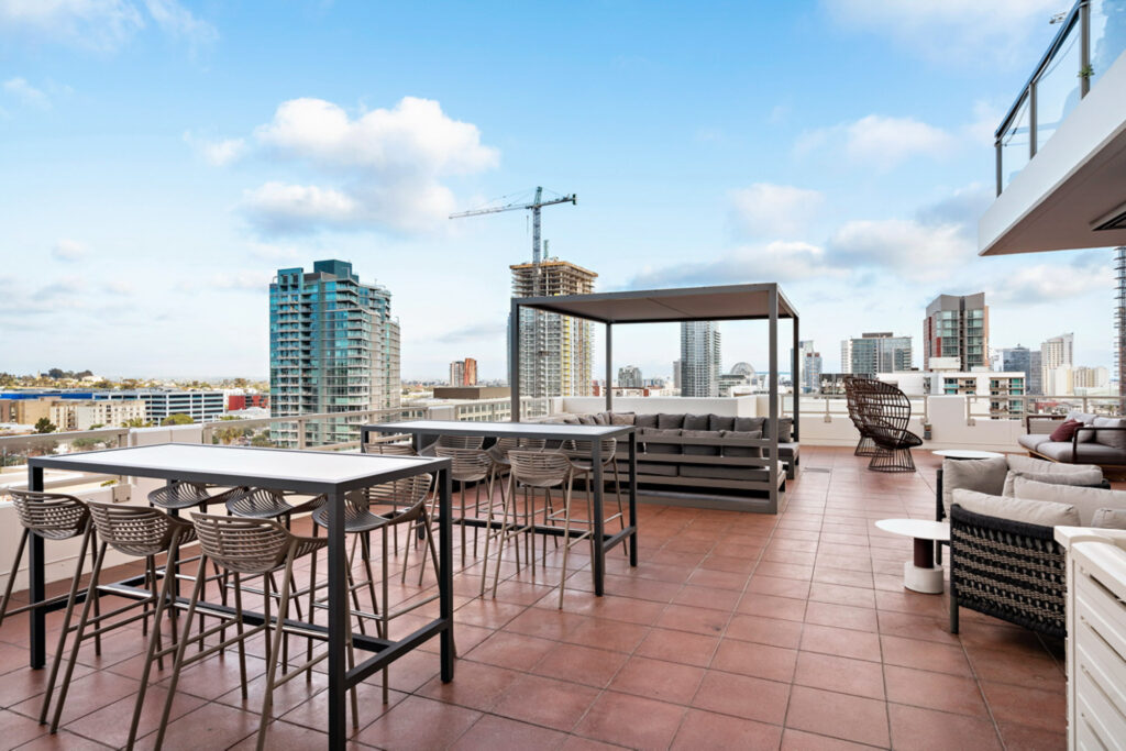 Sky deck oasis at Vantage Pointe apartments in San Diego, CA